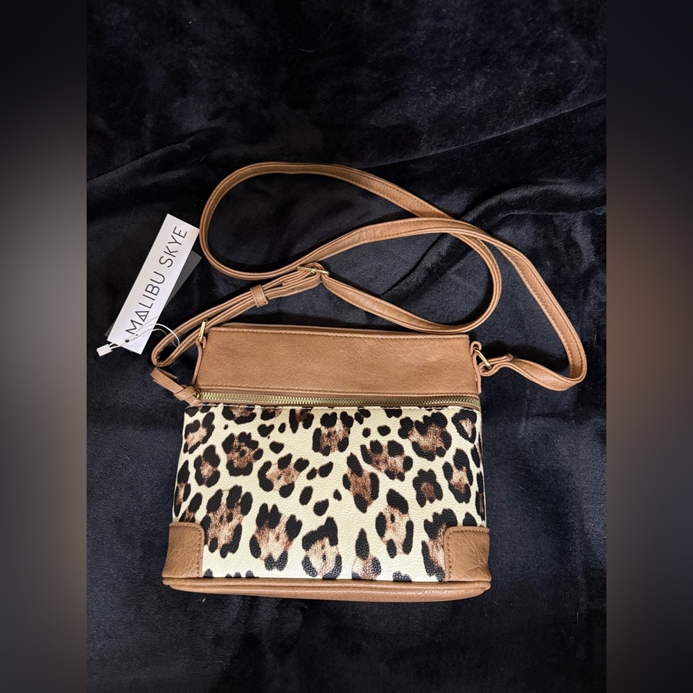 Malibu Wild Pattern Crossbody Bag - Brown and Cream